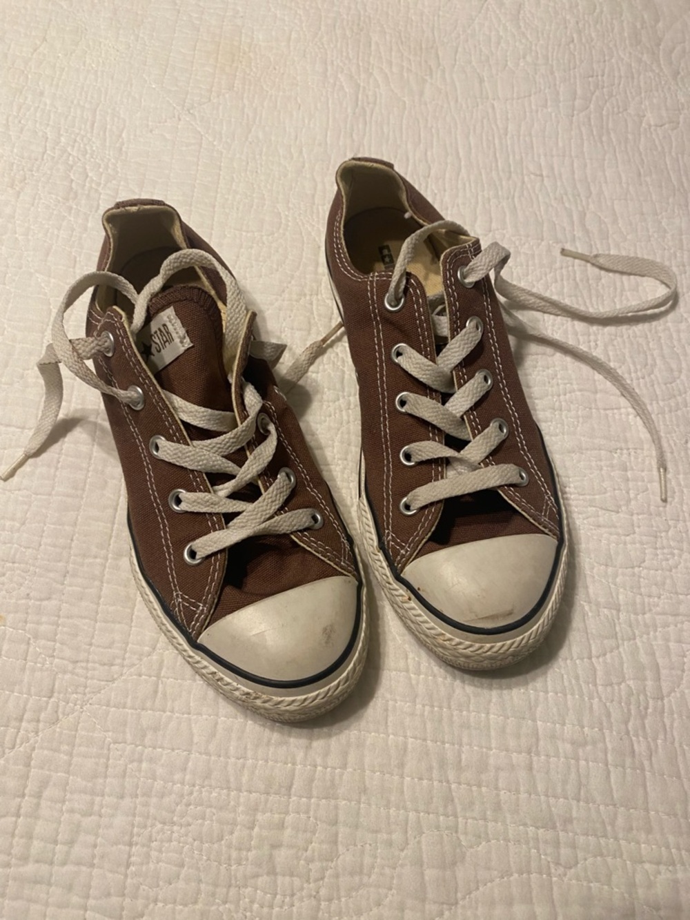 Converse Kids Brown Canvas Low Top Sneakers with White Accents